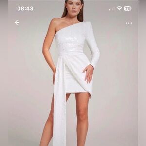 Nadine Merabi Celina Elegant White One-Shoulder Dress